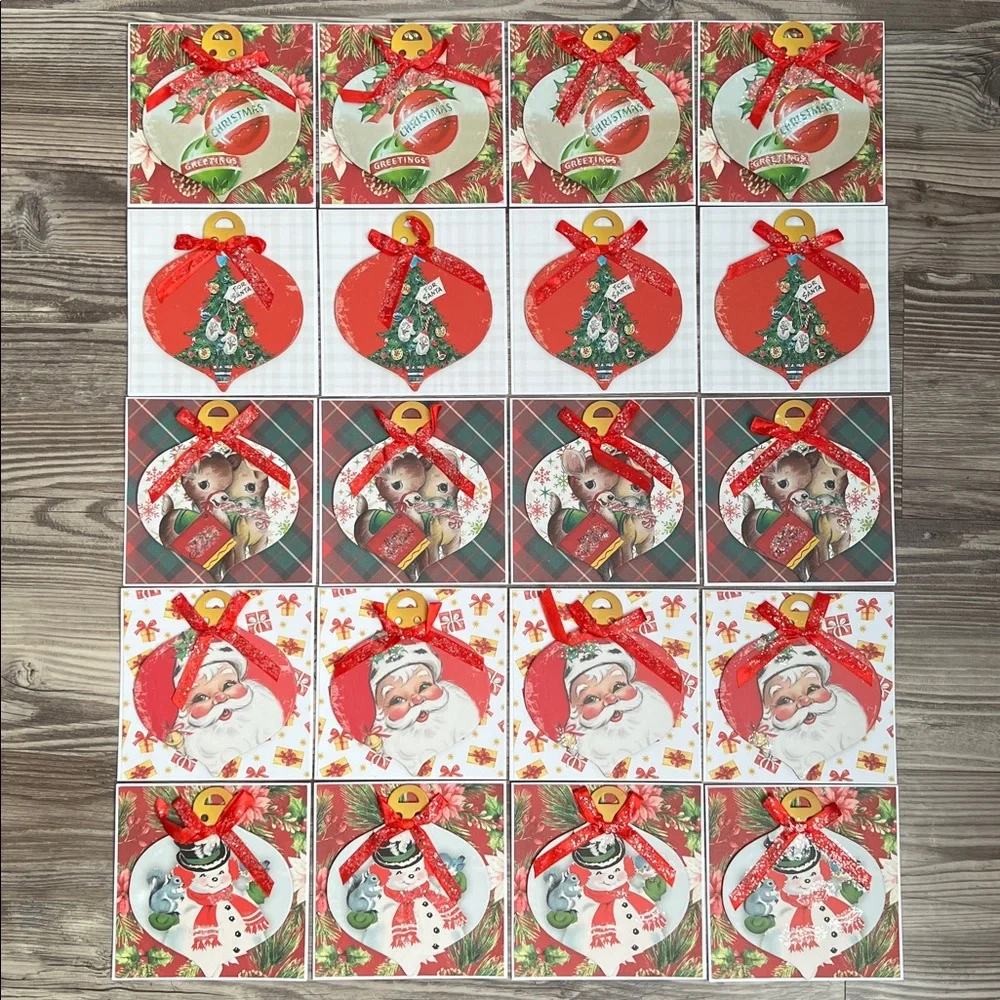 Handmade Christmas and Holiday Cards Set of 20 5.5”x5.5”Includes Envelopes